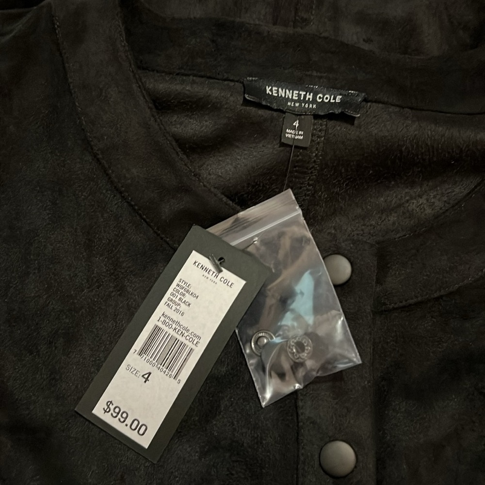 NWT Kenneth Cole suede Black Button-Up Dress - Picture 5 of 8
